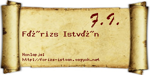 Fórizs István névjegykártya