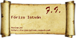 Fórizs István névjegykártya